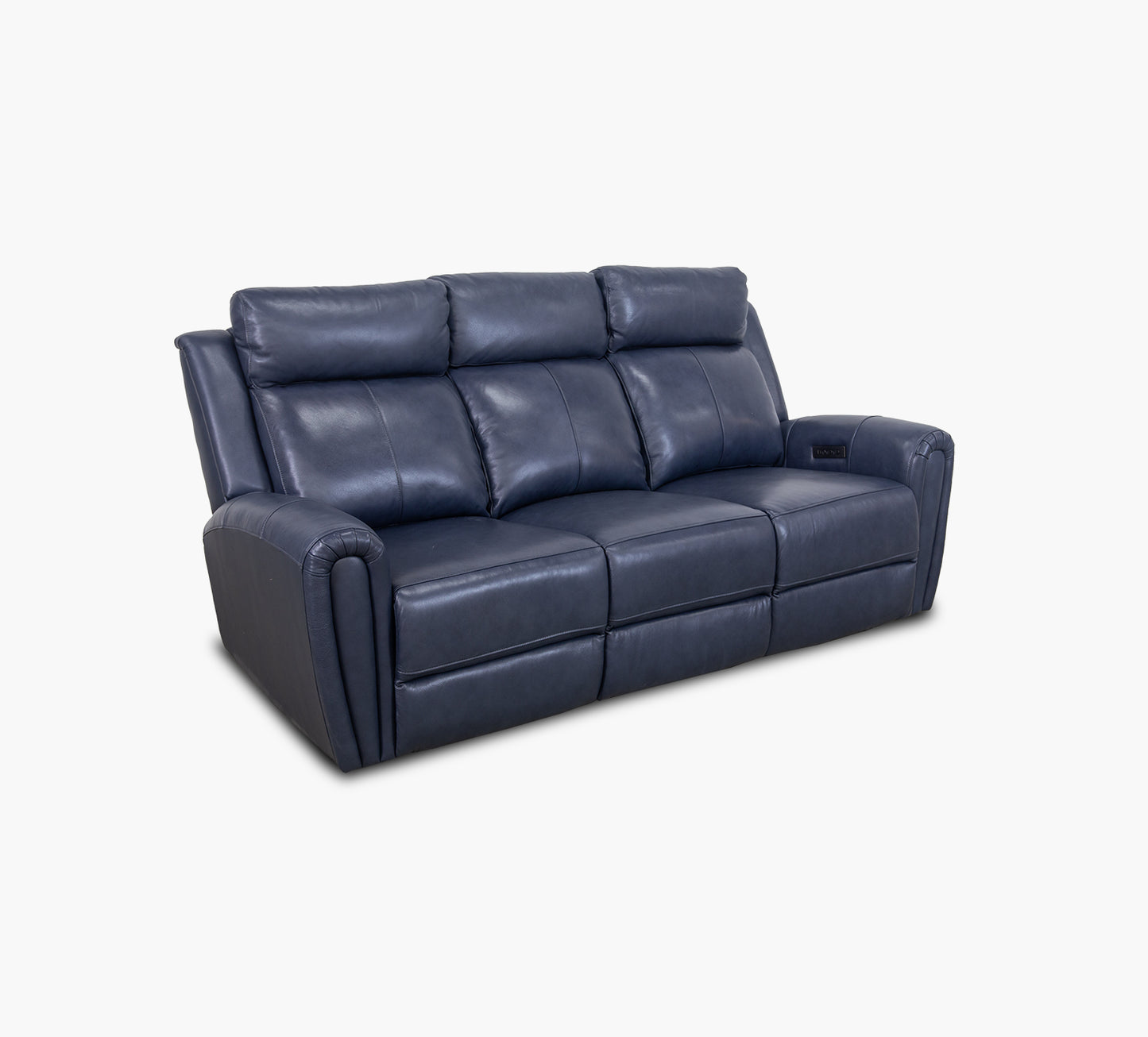 Jonathan Blue Leather Reclining Sofa