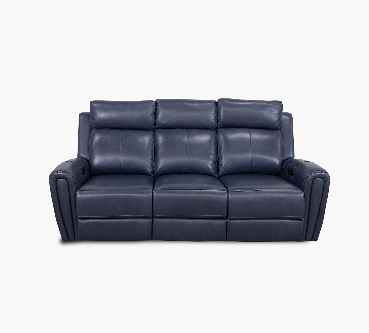 Jonathan Blue Leather Dual Power Reclining Sofa