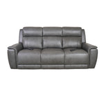 Allegro Dark Grey Leather Dual Power Sofa with Drop Down Table and Immersive Sound