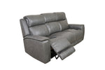 Allegro Dark Grey Leather Dual Power Sofa with Drop Down Table and Immersive Sound