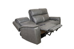 Allegro Dark Grey Leather Dual Power Sofa with Drop Down Table and Immersive Sound