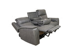 Allegro Dark Grey Leather Dual Power Sofa with Drop Down Table and Immersive Sound