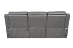 Allegro Dark Grey Leather Dual Power Sofa with Drop Down Table and Immersive Sound