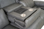Allegro Dark Grey Leather Dual Power Sofa with Drop Down Table and Immersive Sound