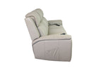 Allegro Light Grey Leather Dual Power Sofa with Drop Down Table and Immersive Sound