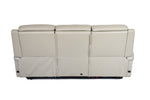 Allegro Light Grey Leather Dual Power Sofa with Drop Down Table and Immersive Sound