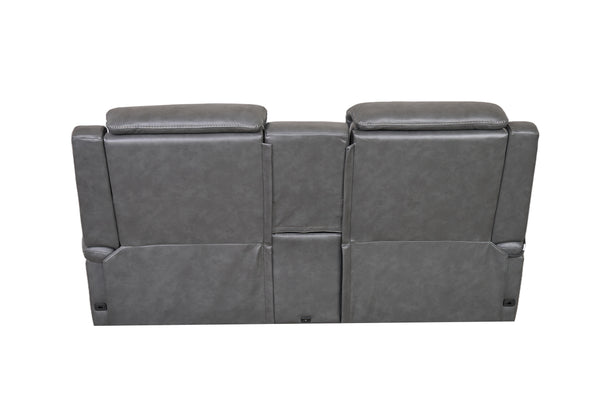 Allegro Dark Grey Leather Dual Power Console Loveseat with Immersive Sound
