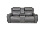 Allegro Dark Grey Leather Dual Power Console Loveseat with Immersive Sound