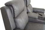Allegro Dark Grey Leather Dual Power Console Loveseat with Immersive Sound