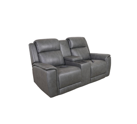 Allegro Dark Grey Leather Dual Power Console Loveseat with Immersive Sound