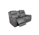 Allegro Dark Grey Leather Dual Power Console Loveseat with Immersive Sound