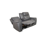 Allegro Dark Grey Leather Dual Power Console Loveseat with Immersive Sound