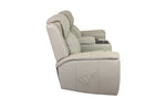 Allegro Light Grey Leather Dual Power Console Loveseat with Immersive Sound
