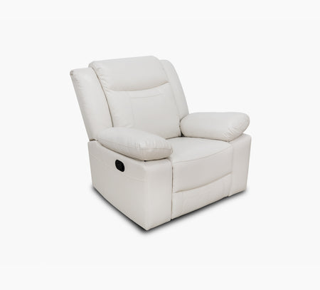 Sillón reclinable de cuero color marfil de Dallas
