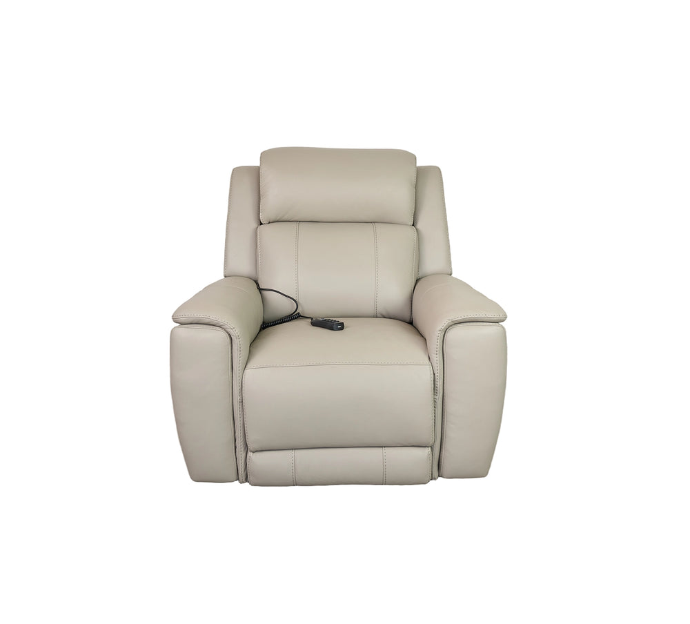 Allegro Light Grey Leather Dual Power Recliner