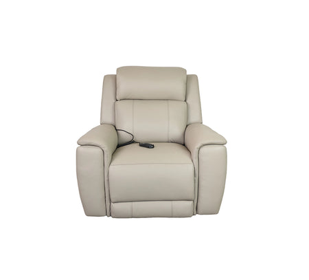 Allegro Light Grey Leather Dual Power Recliner