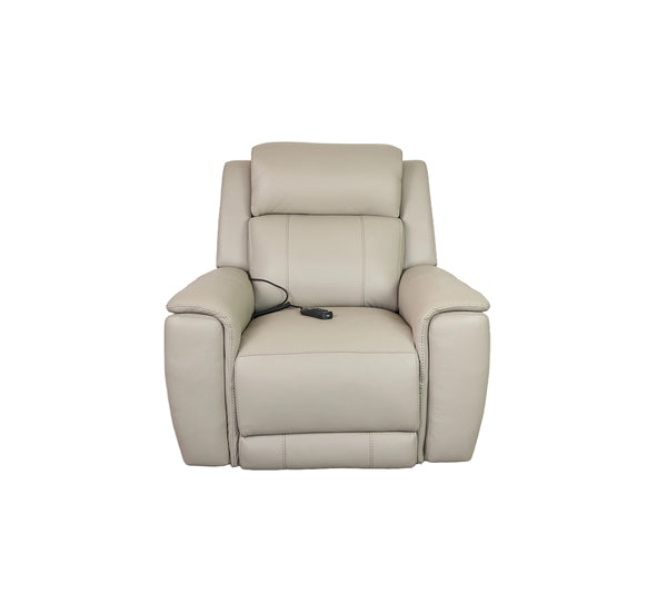 Allegro Light Grey Leather Dual Power Recliner