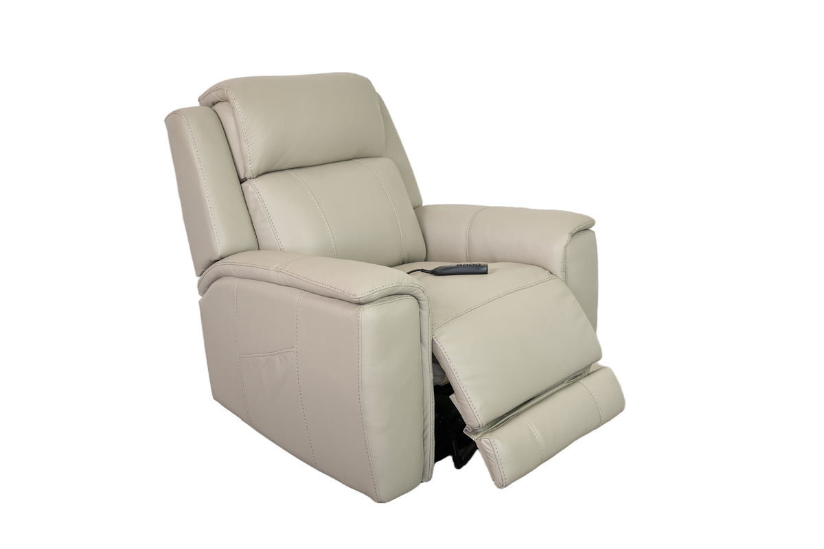 Allegro Light Grey Leather Dual Power Recliner