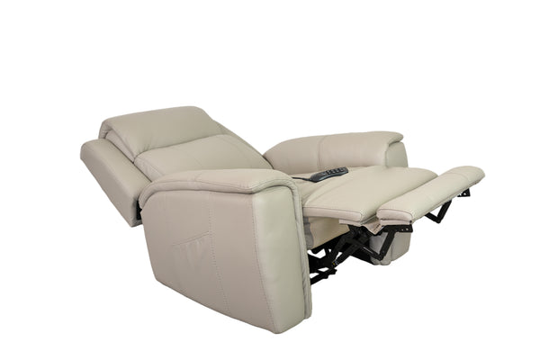Allegro Light Grey Leather Dual Power Recliner