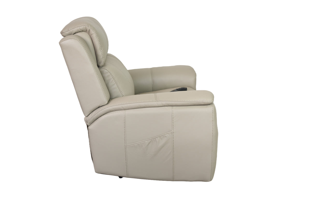Allegro Light Grey Leather Dual Power Recliner