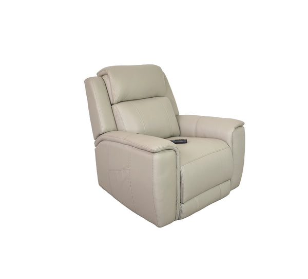 Allegro Light Grey Leather Dual Power Recliner
