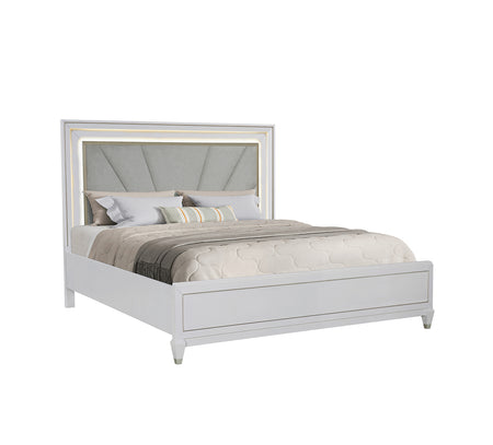 Gallia King Upholstered Lighted Panel Bed