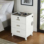 Rio White Electronic Nightstand