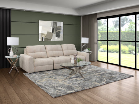 Sofá seccional deslizante de 3 piezas color beige con brazos izquierdo y derecho, asientos deslizantes