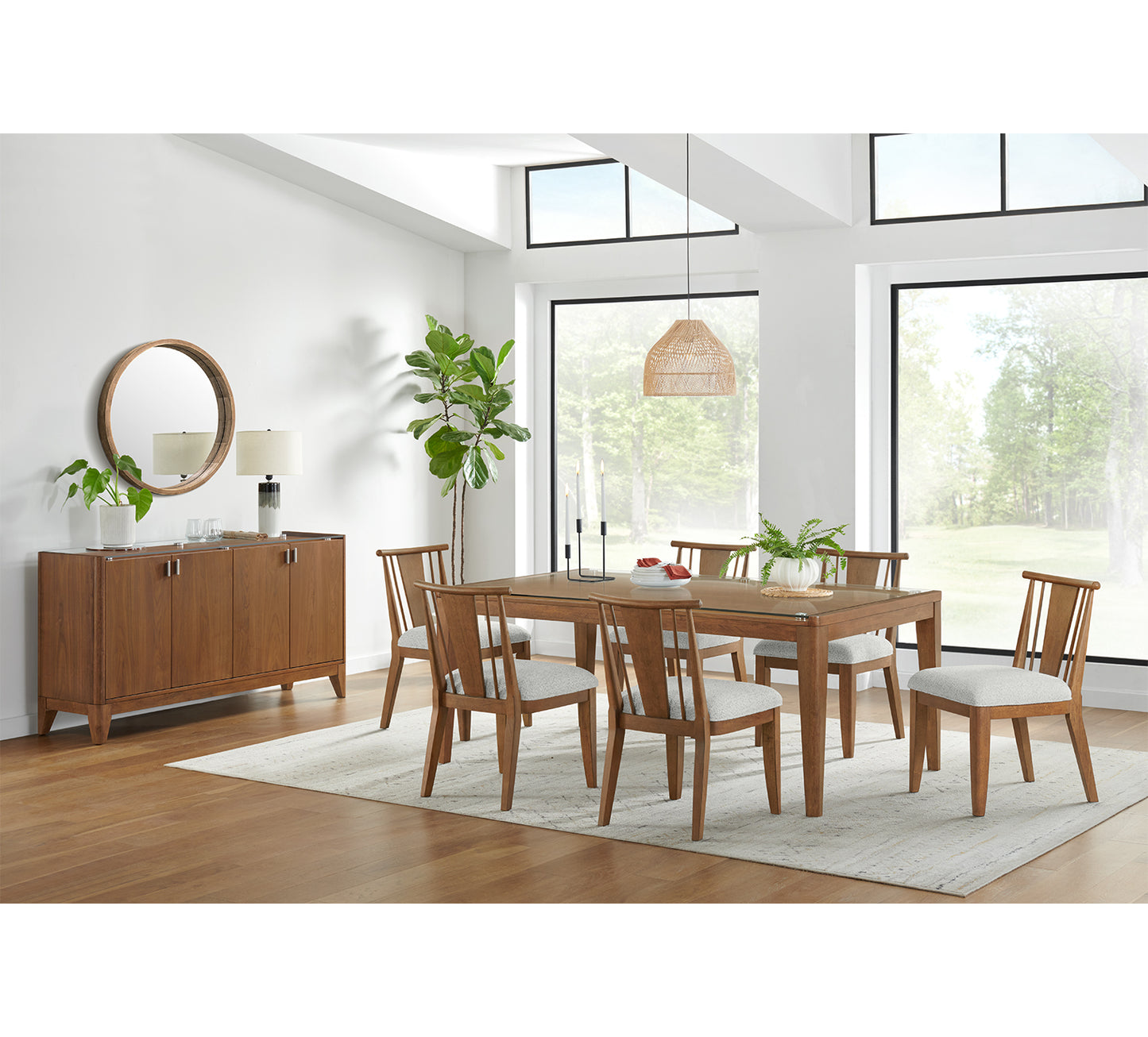Walnut Grove 7 Piece Dining set with Wood Back Side Chairs