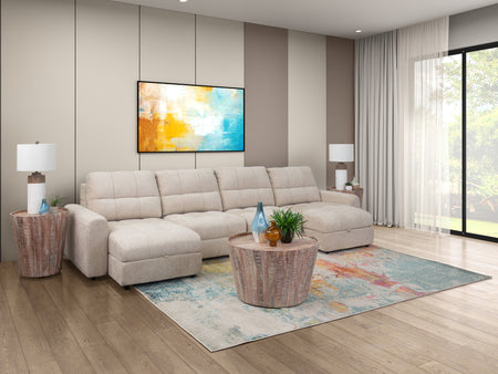 Sofá seccional deslizante de 4 piezas color beige con brazos izquierdo y derecho