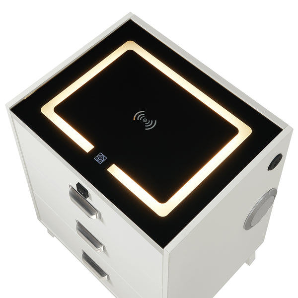 Rio White Electronic Nightstand