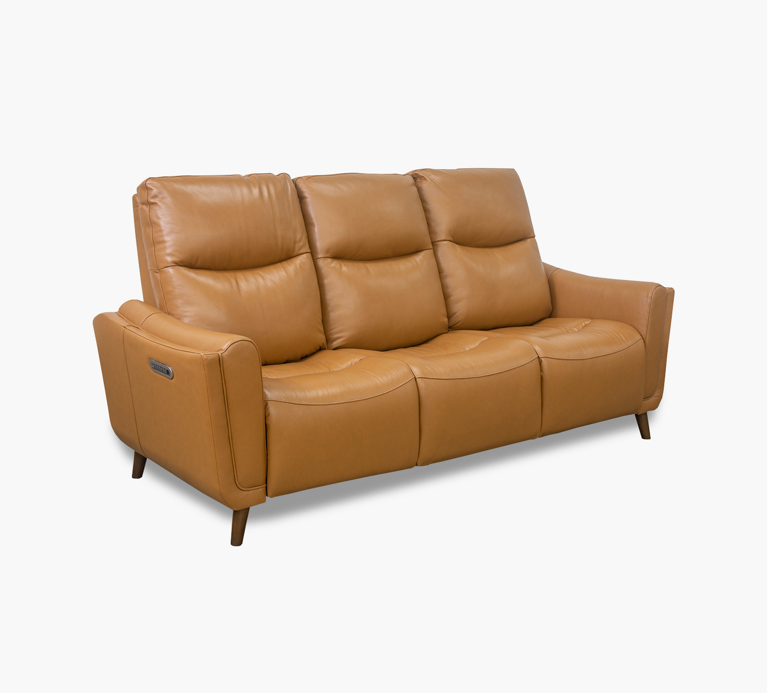Ethan Caramel Leather Triple Power Sofa Kane's Furniture