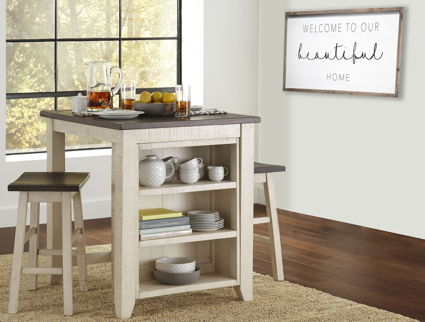 Madison County Two Tone 3 Piece Counter Height Set