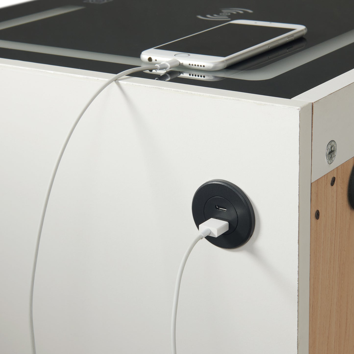 Rio White Electronic Nightstand