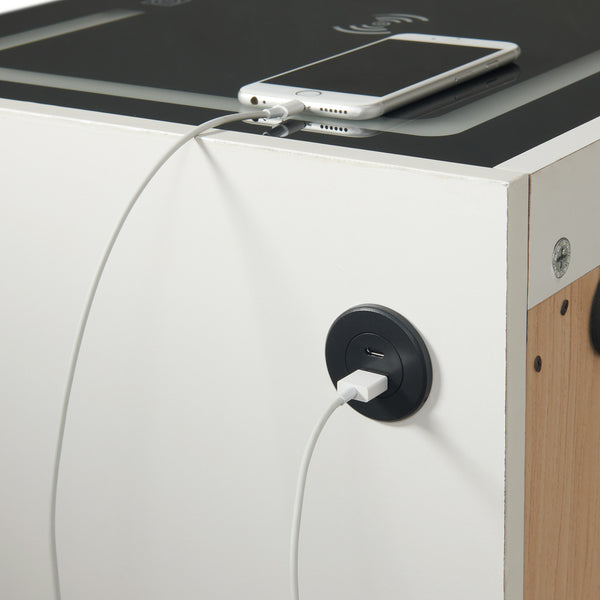 Rio White Electronic Nightstand