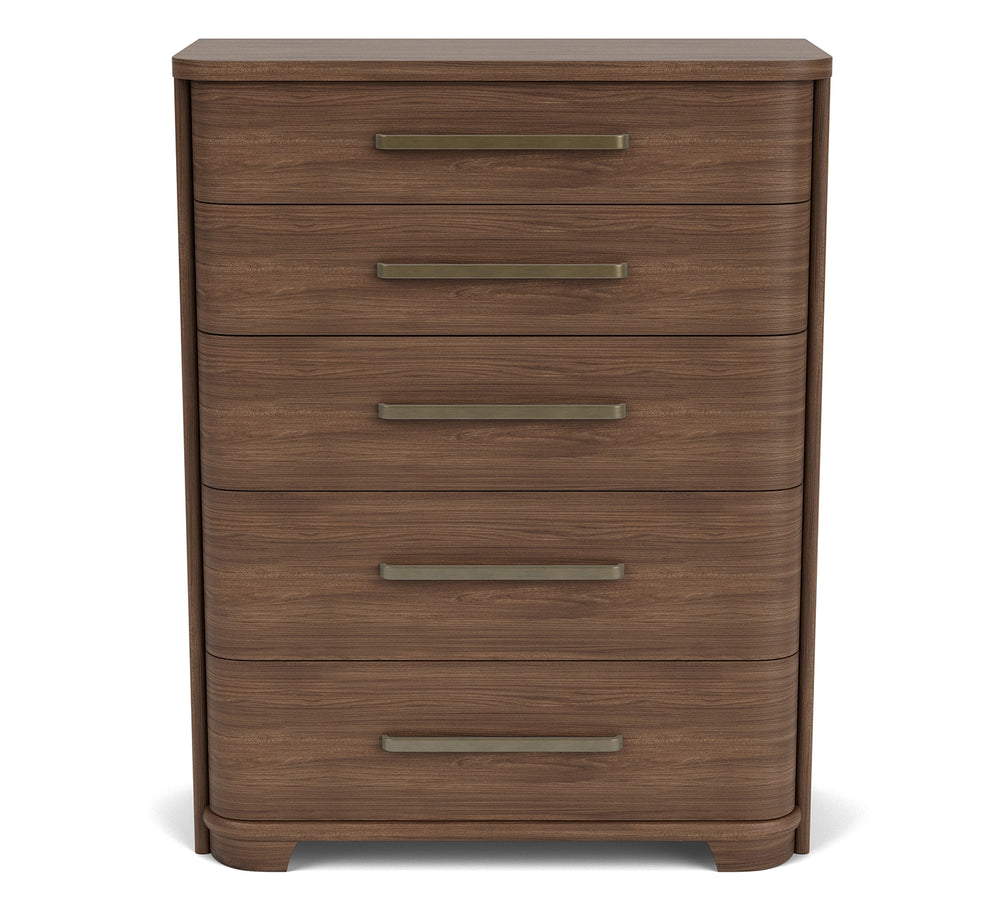 Delia Walnut 5 Drawer Chest