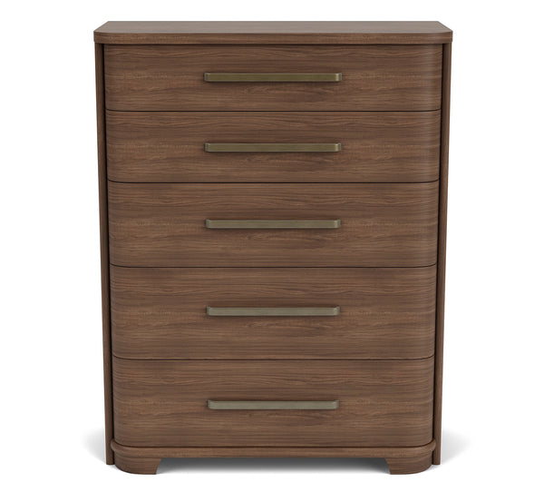 Delia Walnut 5 Drawer Chest