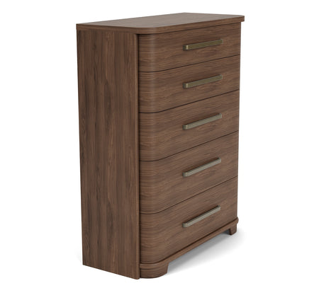 Delia Walnut 5 Drawer Chest