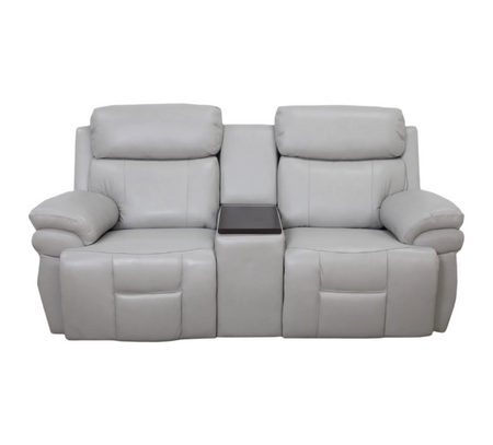 Sofá de dos plazas reclinable eléctrico con triple gravedad y cuero plateado Bishop