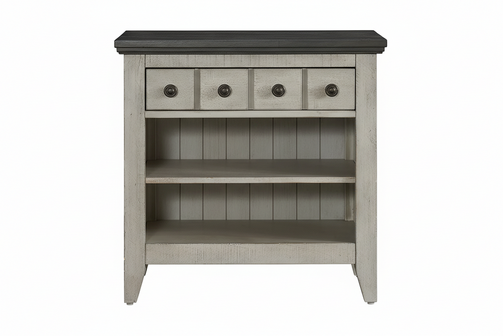 Mesilla de noche blanca de estilo rústico