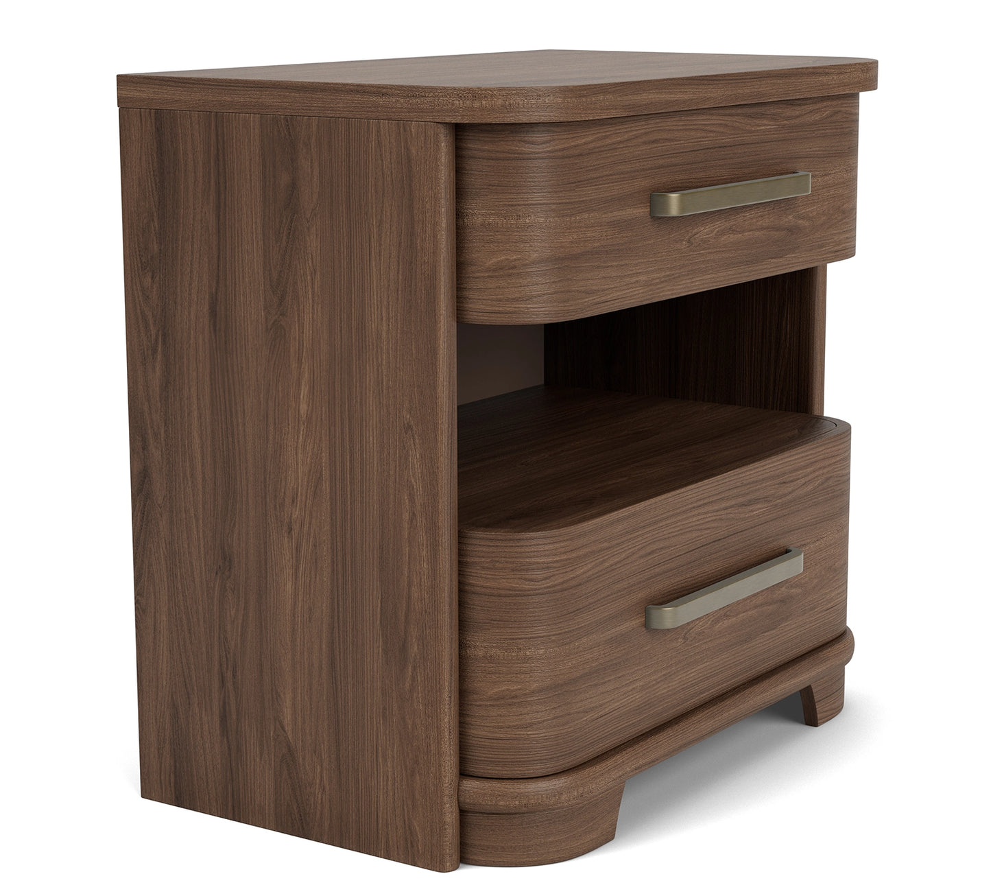 Delia Walnut 2 Drawer Nightstand
