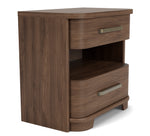 Delia Walnut 2 Drawer Nightstand