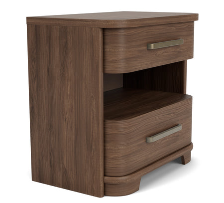 Delia Walnut 2 Drawer Lighted Nightstand