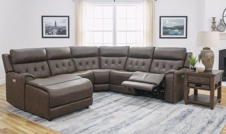 Diamond 5 Piece Triple Power Reclining Sectional with Left Arm Facing Chaise