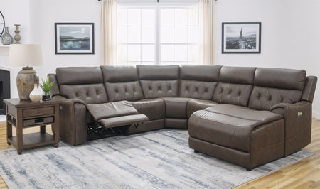 Diamond 5 Piece Triple Power Reclining Sectional with Right Arm Facing Chaise