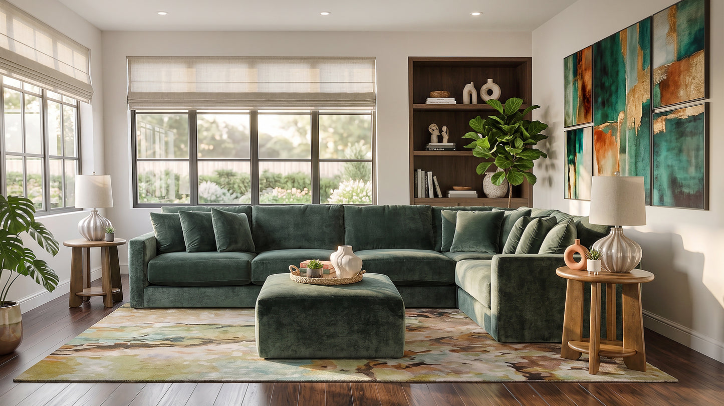 Remington 6 Piece Sectional with Left and Right Arm Facing Chairs and Cocktail Ottoman
