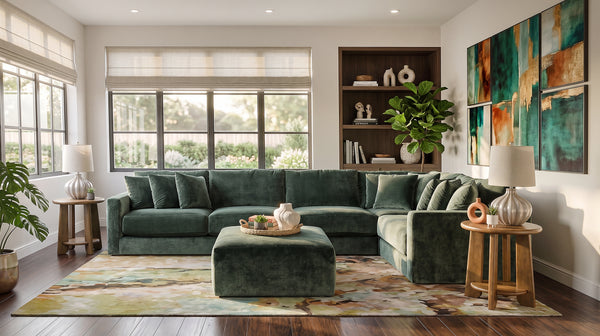 Remington 6 Piece Sectional with Left and Right Arm Facing Chairs and Cocktail Ottoman