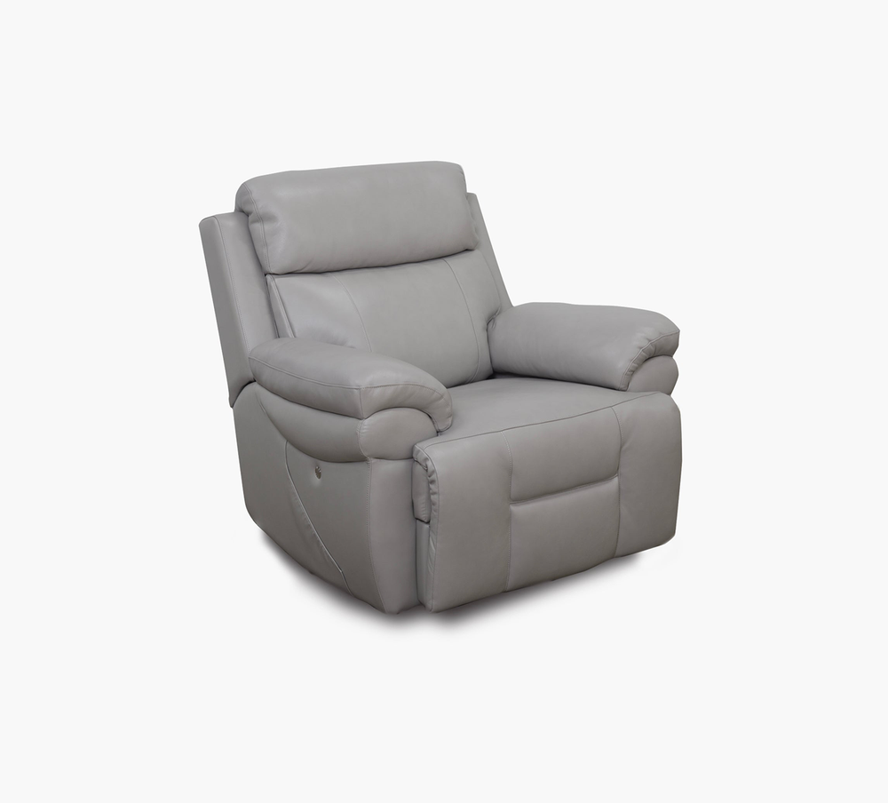 Sillón reclinable eléctrico triple de gravedad cero de cuero plateado Bishop