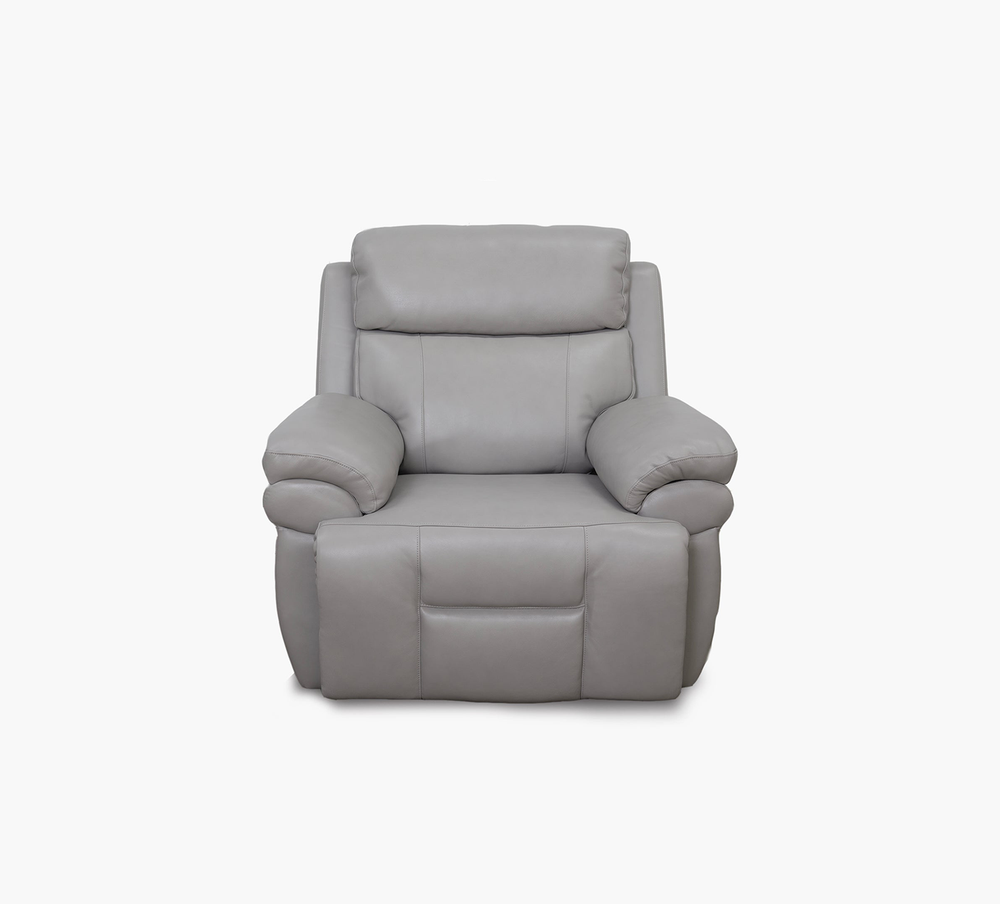 Sillón reclinable eléctrico triple de gravedad cero de cuero plateado Bishop