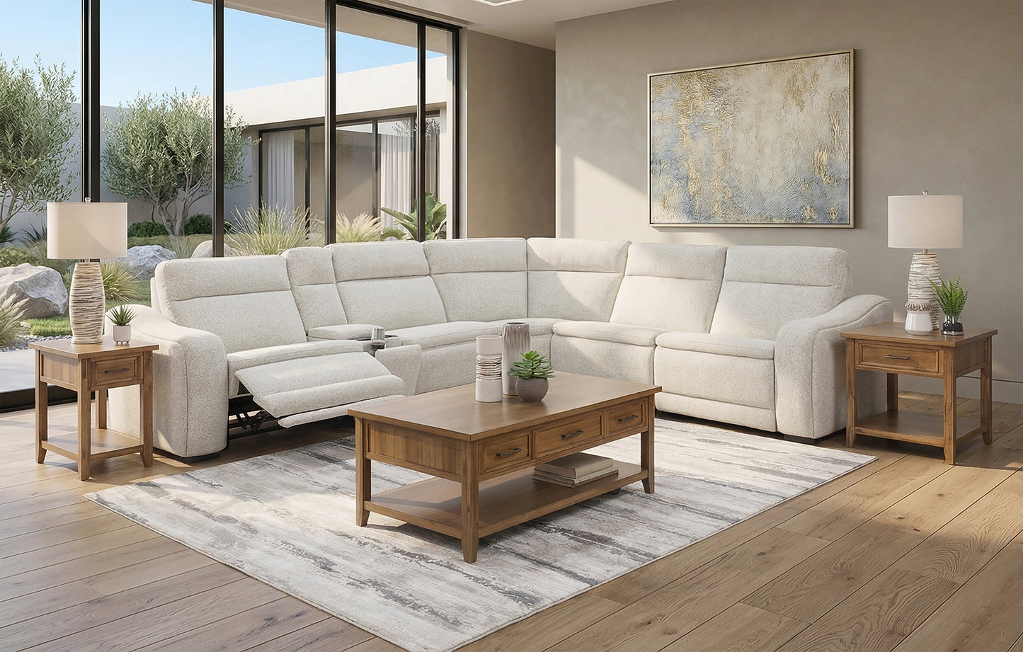 Gizmo 6 Piece Dual Power Reclining Sectional with Left and Right Arm Facing Recliners